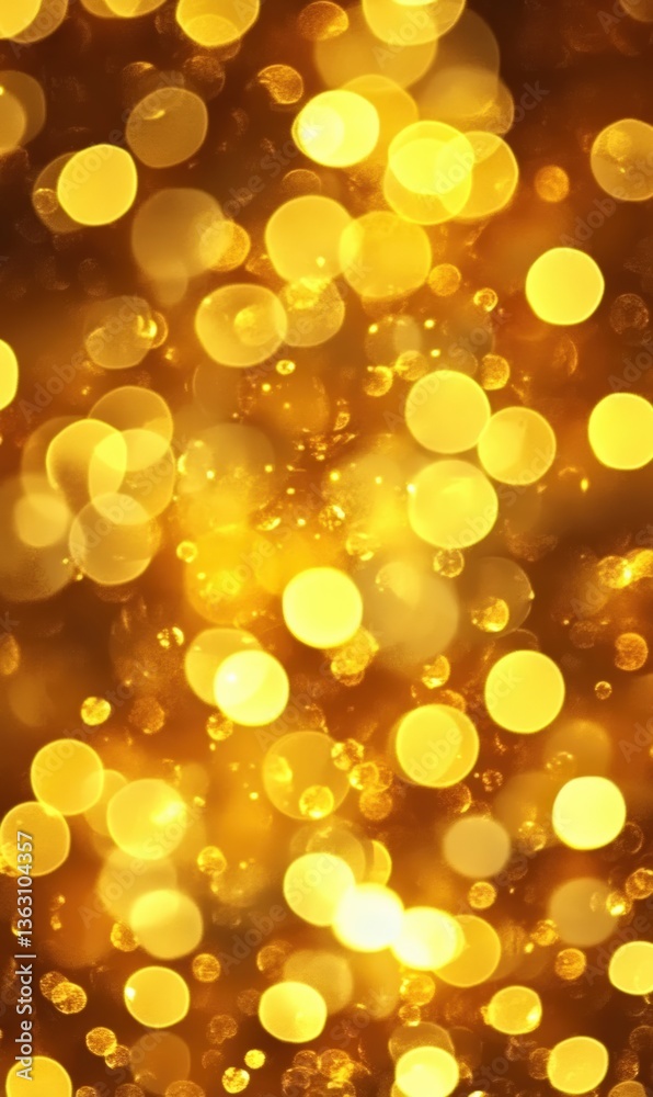 Poster Golden yellow lights creating a soft and smooth bokeh effect background