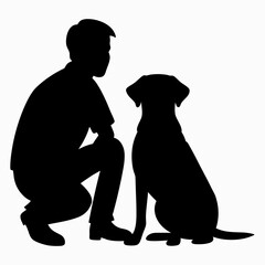 Silhouette of a dog and cat in black on a white background