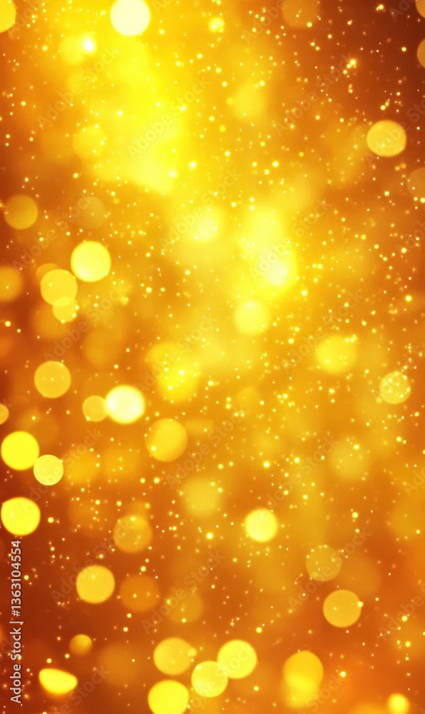 Poster Golden yellow lights creating abstract bokeh background effect