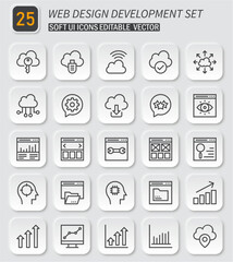 Comprehensive set of 25 web design and development icons for modern UI projects