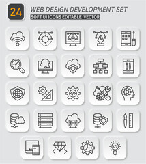 Comprehensive Web Design and Development Soft UI Icons Vector Set Collection