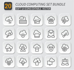 Versatile cloud computing icon collection, editable vector graphic elements, minimalist and modern design