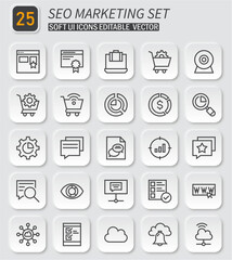 Essential SEO and Digital Marketing Soft UI Icon Set: Editable Vector Graphics