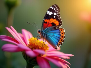 Macro shot of a butterfly on an echinacea flower