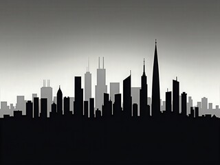 Obraz premium Gray-black silhouette of the city