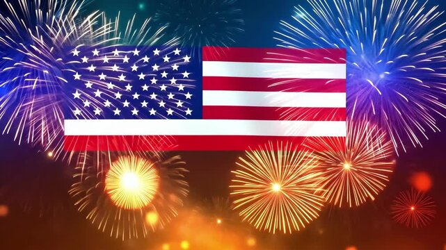 Vibrant fourth of july celebration with american flag and fireworks display Happy 4th of July, Independence Day USA