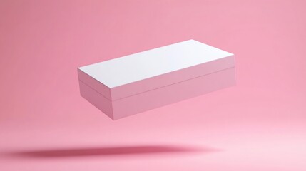 Floating white rectangular box against a pink background with a soft shadow