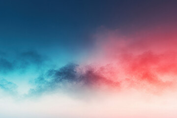 Blue and red background with a white cloud, symbolic and harmonious contrast.
