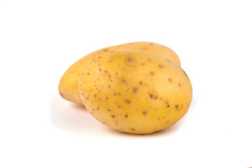 raw potatoes on white background