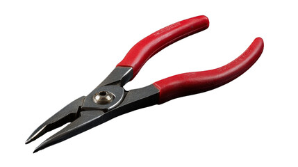 Obraz premium Red-Handled Metal Pliers Isolated on White Background for Industrial, Mechanical, and DIY Work Tool Concept