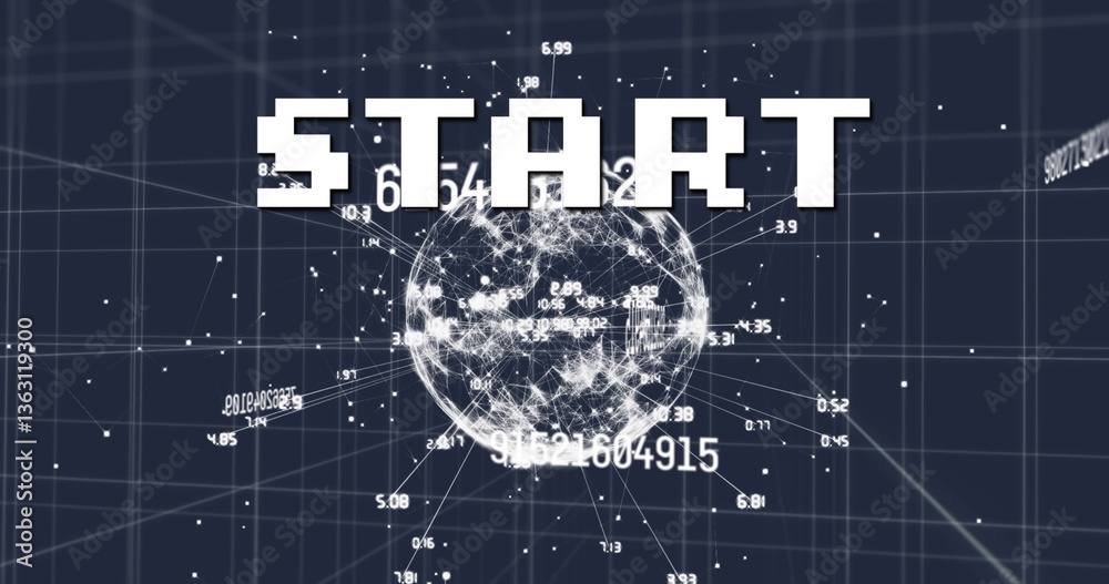 Poster image of start text over network of connections and data processing on grid