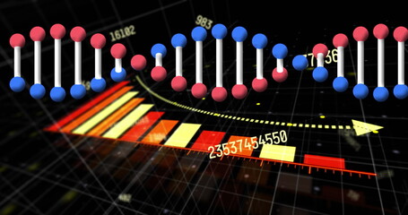 Image dna strand over data processing and grid