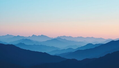 Fototapeta premium Captivating sunset over mountain ranges nature scene peaceful landscape serene environment wide angle view tranquility concept