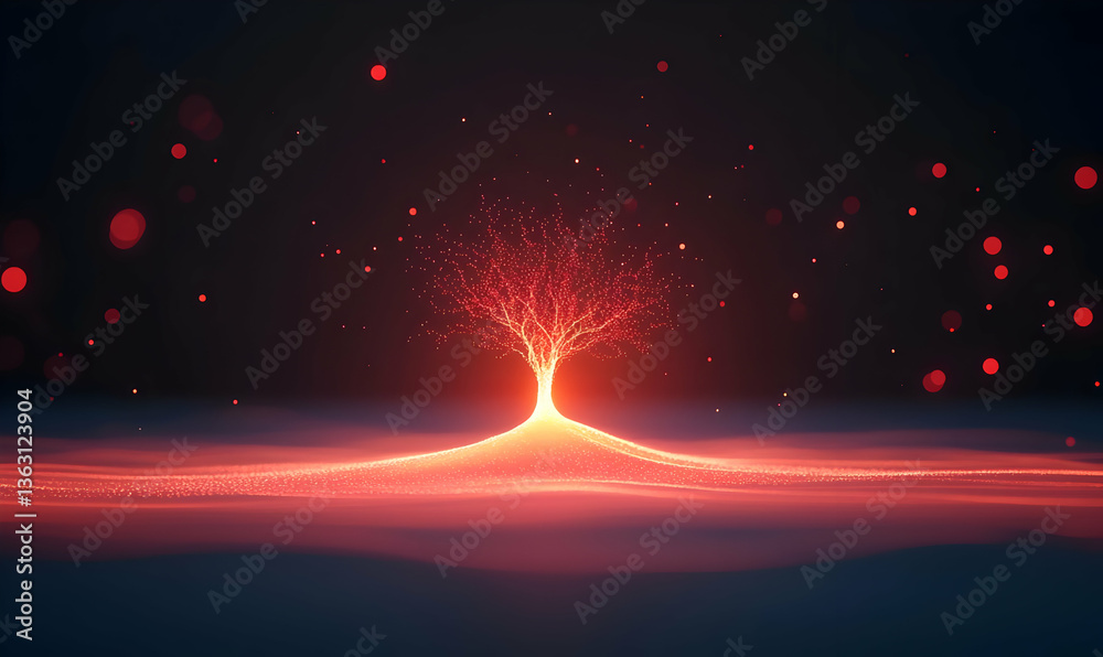 Poster futuristic symbolic tree representing cybersecurity and network access