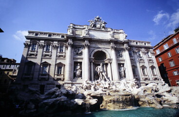 View of Trevi Fountain in Rome, Italy during 1990s