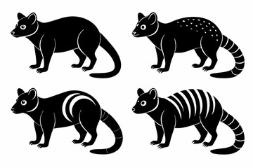 Banded palm civet icon set silhouette vector bundle
