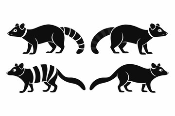 Banded palm civet icon set silhouette vector bundle