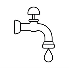 faucet with water drop Icon Coloring page white background 