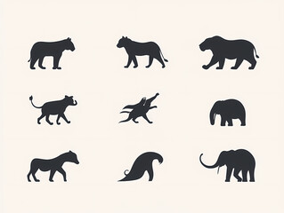 Naklejka premium Animal silhouette minimalist vector logo design