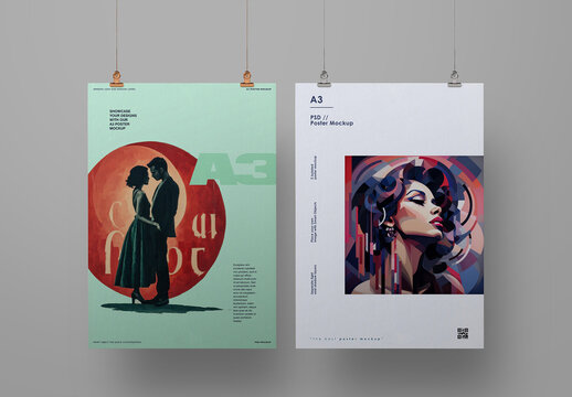 Hanging Poster Mockup A3