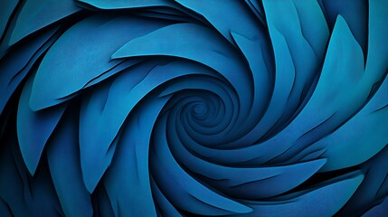 Deep Blue Abstract Spiral: 3D Rendered Geometric Art AI Generated