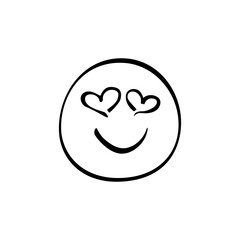 Obraz premium Happy face with heart eyes expressing love and affection in a simple line art style