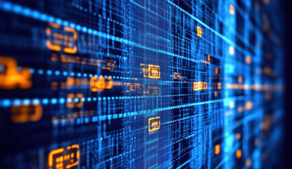Fototapeta premium Abstract Digital Data Stream: Futuristic Technology Background