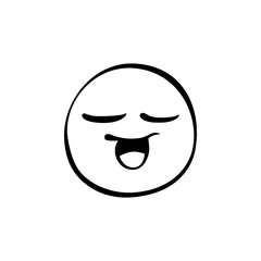 Smiling and content emoticon expressing happiness and satisfaction in a simple black and white design
