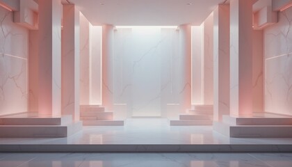 Fototapeta premium Modern exhibition hall contemporary art gallery visual display minimalist design indoor space aesthetic presentation