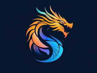 Obraz premium Fantasy dragon minimalist vector logo design