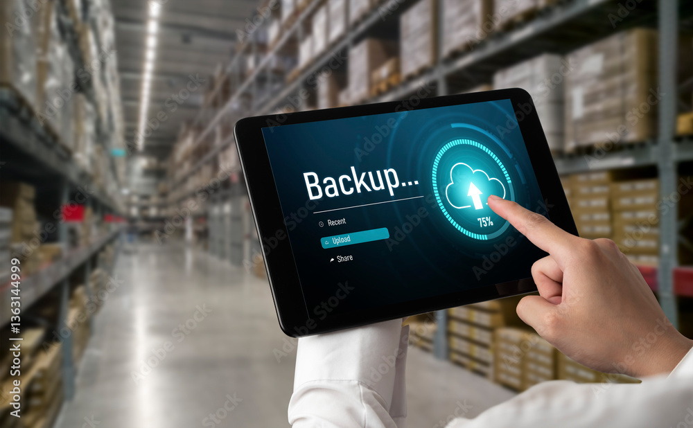 Poster backup storage data internet technology business concept. database storage cloud technology file dat