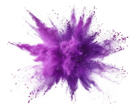 purple pigment powder explosion blaste  isolated on white background PNG,AI GENERATED