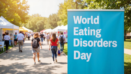 People walking during World Eating Disorders Day event outdoors  