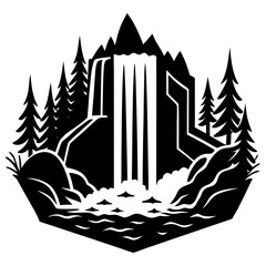Waterfall Silhouette Vector