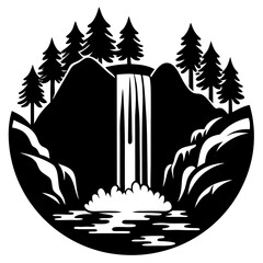 Waterfall Silhouette Vector