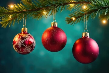 Colorful Christmas ornaments hanging from a branch, christmas, branch, colorful balls