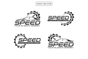 Set RPM auto speed logo design template vector