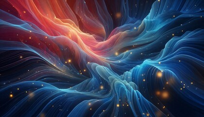 Obraz premium Cosmic Fusion of Light and Color in a Dreamlike Abstract Scene
