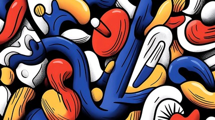Obraz premium Vibrant Abstract Doodle Illustration: A Colorful Whimsical Design AI Generated