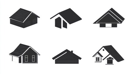 House icons, various styles, white background, real estate