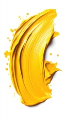 Vivid yellow paint smear on a clean white backdrop showcasing artistic texture and creative visual with smooth strokes and bright color