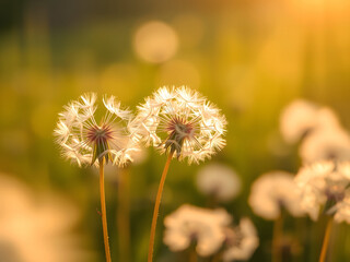 Delicate Dandelions in Golden Sunset Light