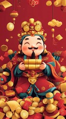 Naklejka premium Prosperity Concept A Colorful Festive Celebration for Lunar New Year