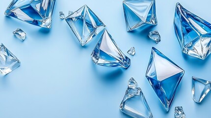 Elegant arrangement of ice cubes on a serene pastel background to create a calming mood