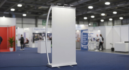 Pop-Up Banner Mockup in minimalist design against event backdrop  