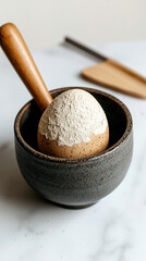 Unpainted clay Easter eggs in pottery studio with tools, artisanal craft process
