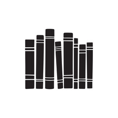 Bookshelf icon, minimalist design, black and white, library silhouette 