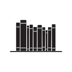 Bookshelf icon, minimalist design, black and white, library silhouette 