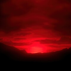 Obraz premium Abstract dark red background. Dramatic red sky. Red sunset with clouds. Fantastic sunset background with copy space for design. Halloween, armageddon, apocalypse, end of the world concept.