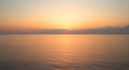 Fototapeta premium Serene sunset, calm ocean horizon, pastel sky